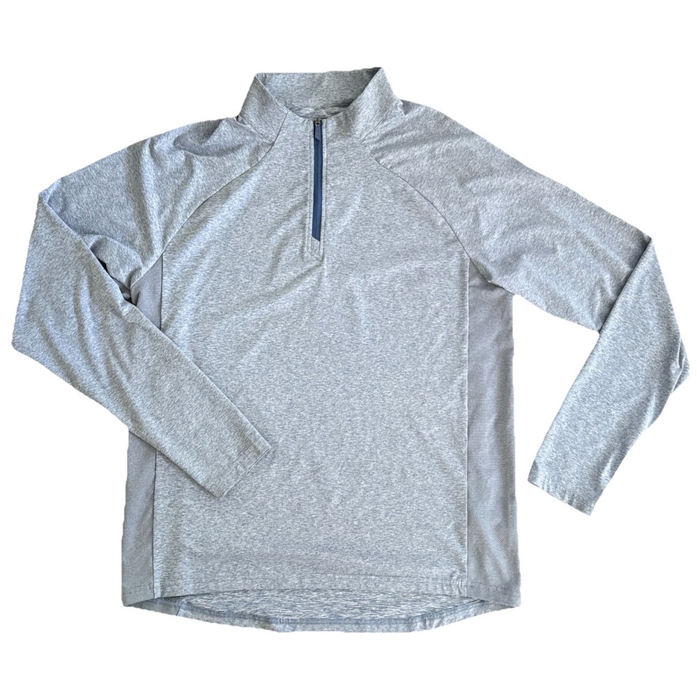 Holderness & Bourne Darrow Pullover Men M Blue Heather Quarter Zip Golf Stretch